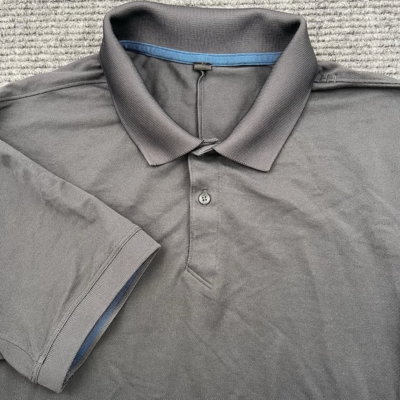 Lemon Other - Lululemon Tech Pique Polo‎ Shirt Mens Medium Live In Practice Gray Golf Vents
